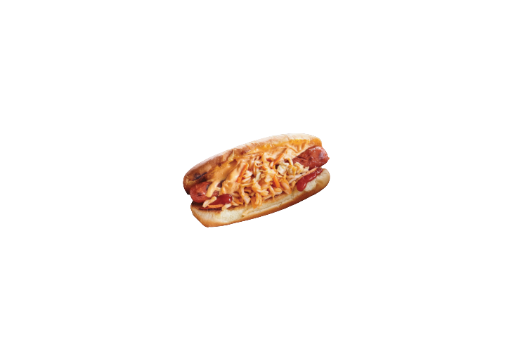K-Frank — kimchi relish, gochujang mayo, fried shallots